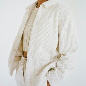 KORDAL STUDIO Briggs Work Jacket, Off White, Size Small, super plush corduroy
